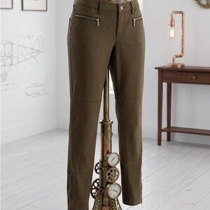Michael Kors| Olive Khaki Ankle Zipper Straight Leg Moto Pants Sz 6